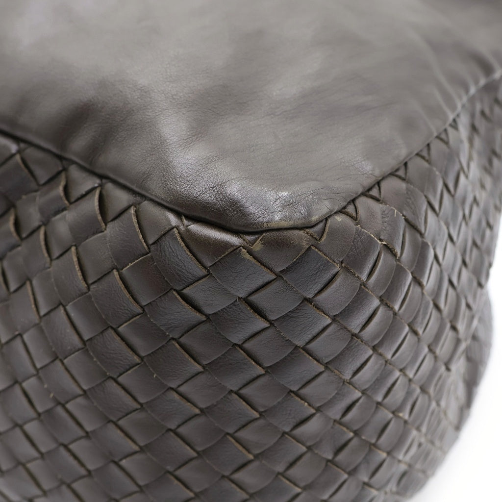 BOTTEGA VENETA(ボッテガヴェネタ) イントレチャート ホーボー ワンショルダーバッグ ハンドバッグ オリーブ ブラウン レザー レディース