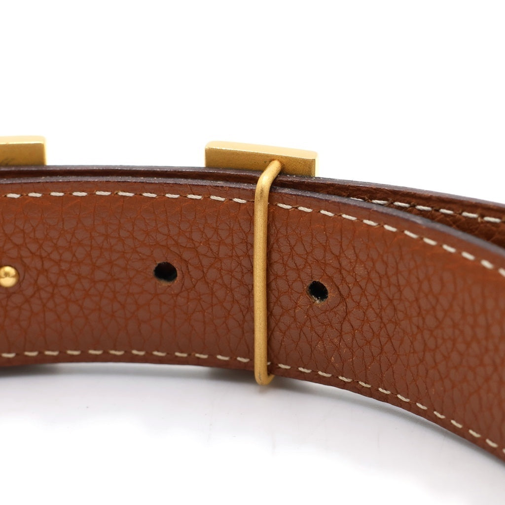 HERMES(エルメス) コンスタンス リバーシブルレザーベルト ブラック×ブラウン カーフ □G刻印 ゴールド金具 レディース