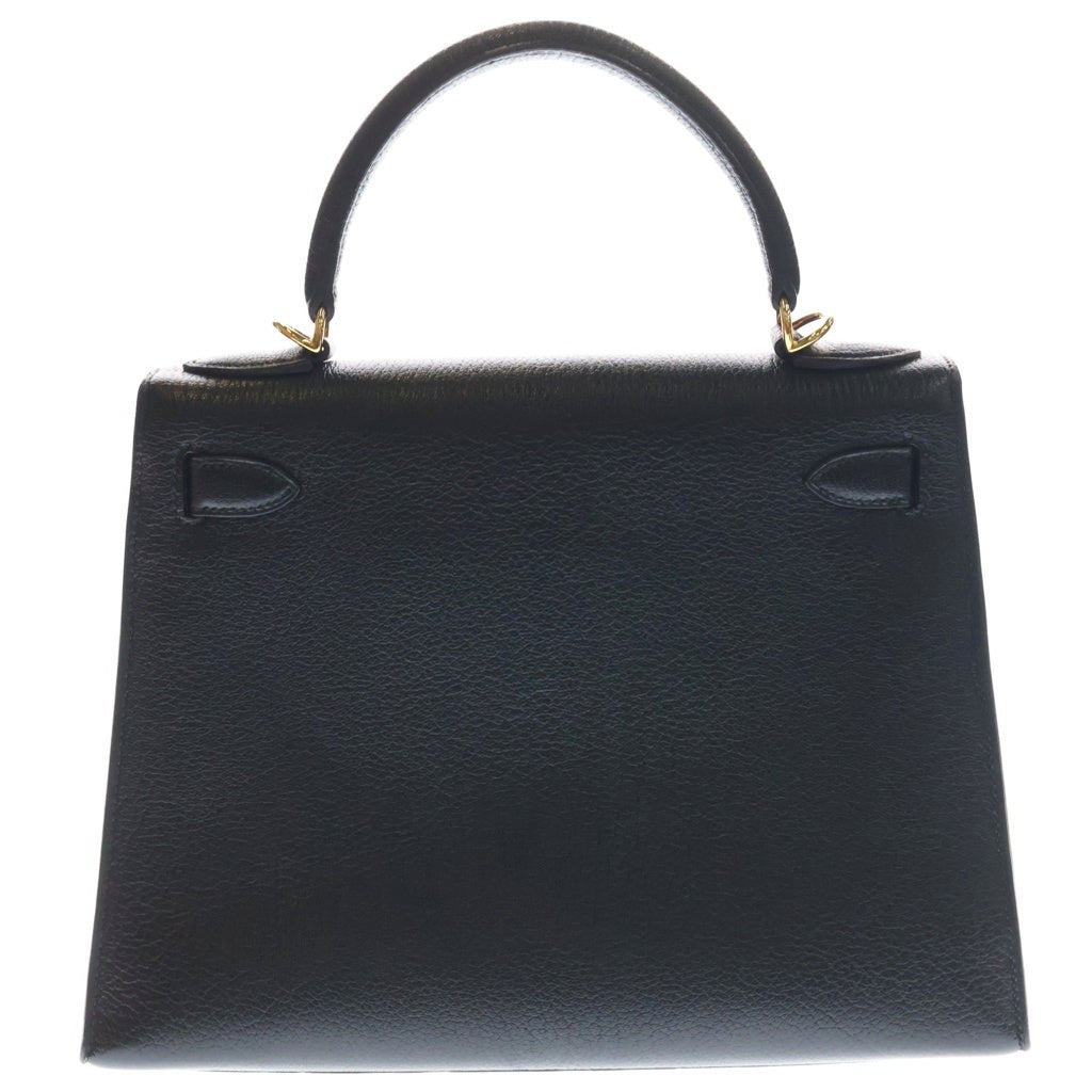 HERMES(エルメス) ケリー28 トートバック シェーブルコロマンデル ゴールド金具 □H刻印 ブラック レディース