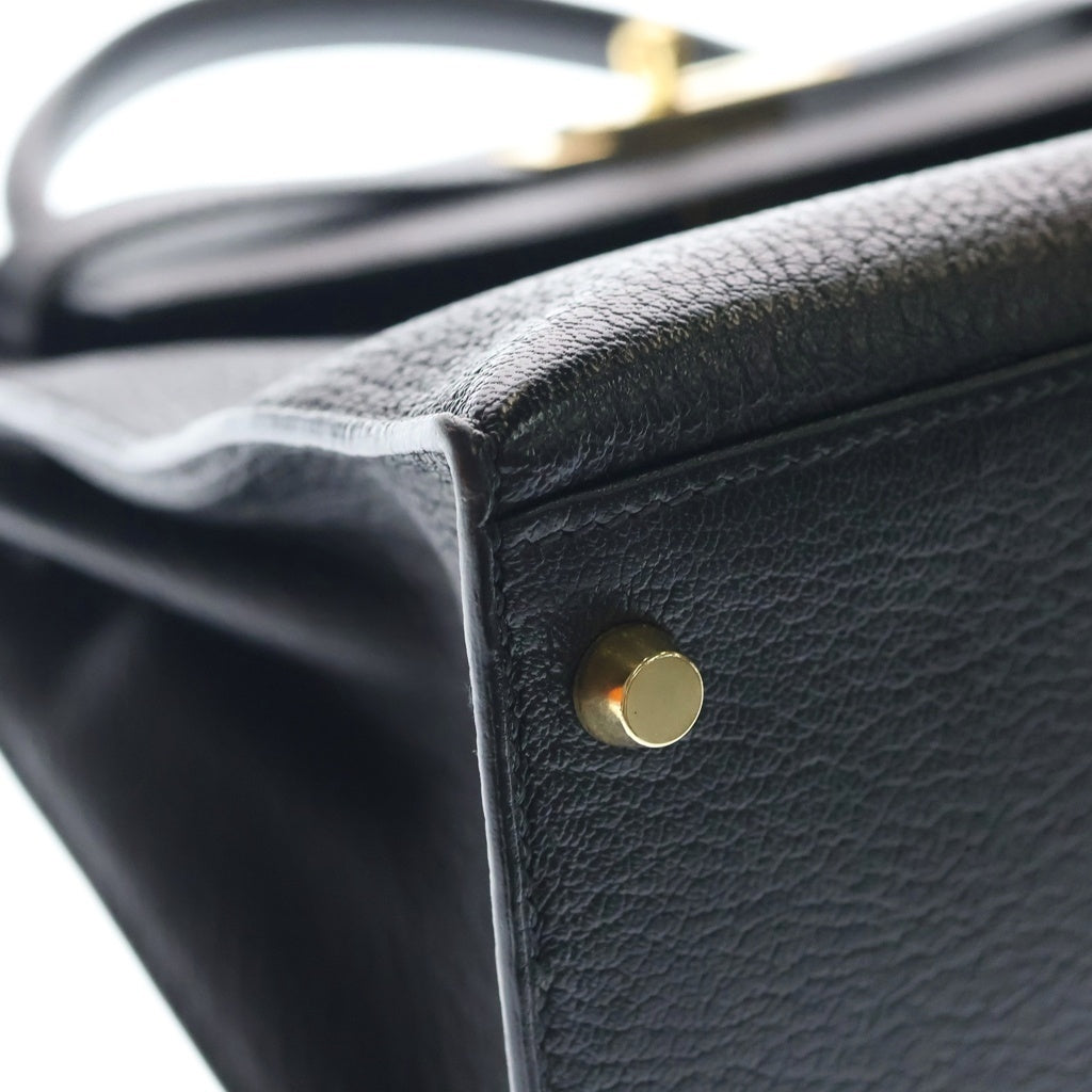 HERMES(エルメス) ケリー28 トートバック シェーブルコロマンデル ゴールド金具 □H刻印 ブラック レディース