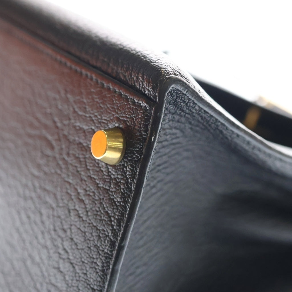 HERMES(エルメス) ケリー28 トートバック シェーブルコロマンデル ゴールド金具 □H刻印 ブラック レディース