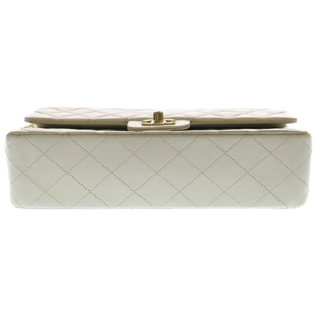 CHANEL(シャネル) マトラッセ25 ダブルフラップ ダブルチェーン ラムスキン ゴールド金具 ヴィンテージ ショルダーバッグ ホワイト レディース