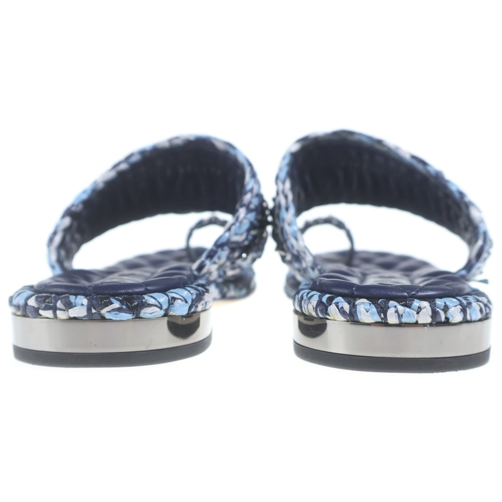 CHANEL(シャネル) ココマーク サンダル ラフィア×レザー ブルー #36 レディース