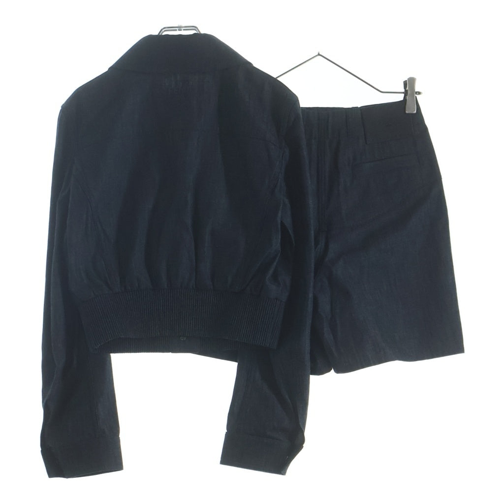 FENDI(フェンディ) クロップド ボンバージャケット スカート セットアップ ブラック デニム #36 レディース