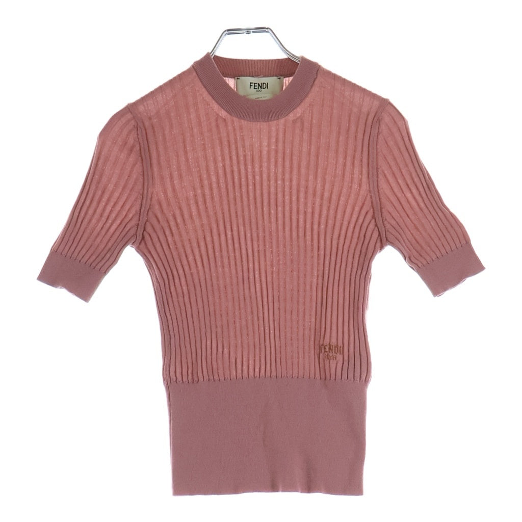 FENDI(フェンディ) 半袖 リブニットセーター ウール ピンク #36 レディース