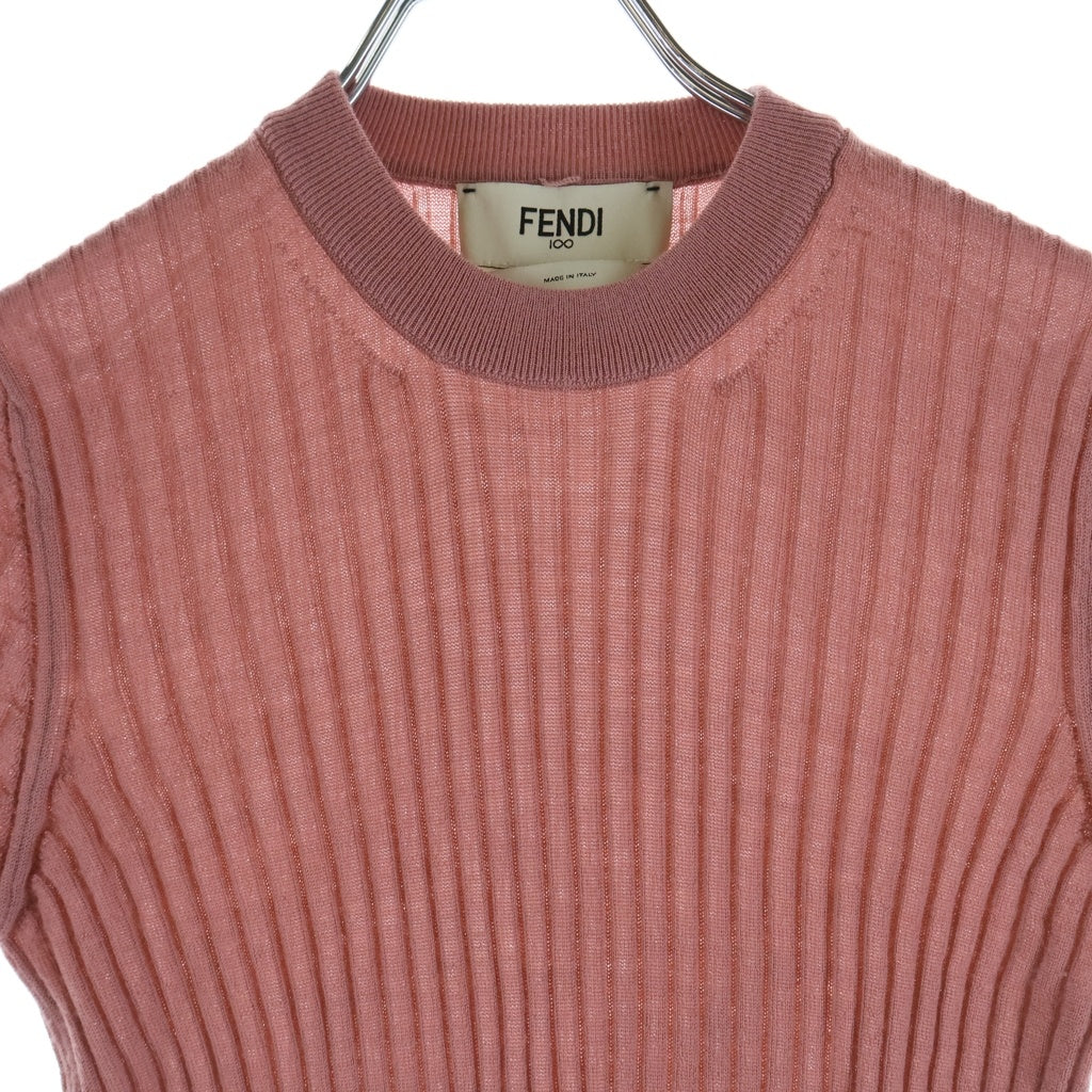 FENDI(フェンディ) 半袖 リブニットセーター ウール ピンク #36 レディース