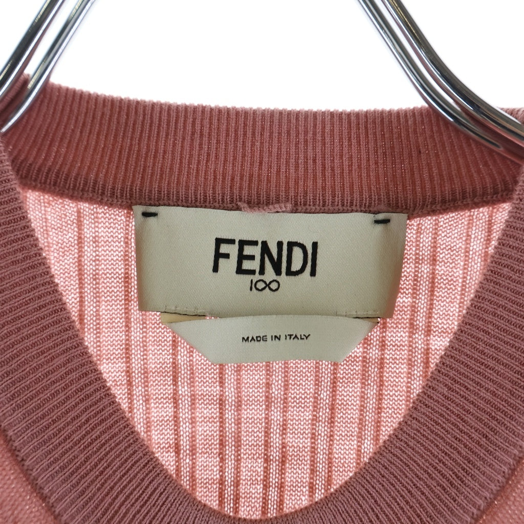 FENDI(フェンディ) 半袖 リブニットセーター ウール ピンク #36 レディース