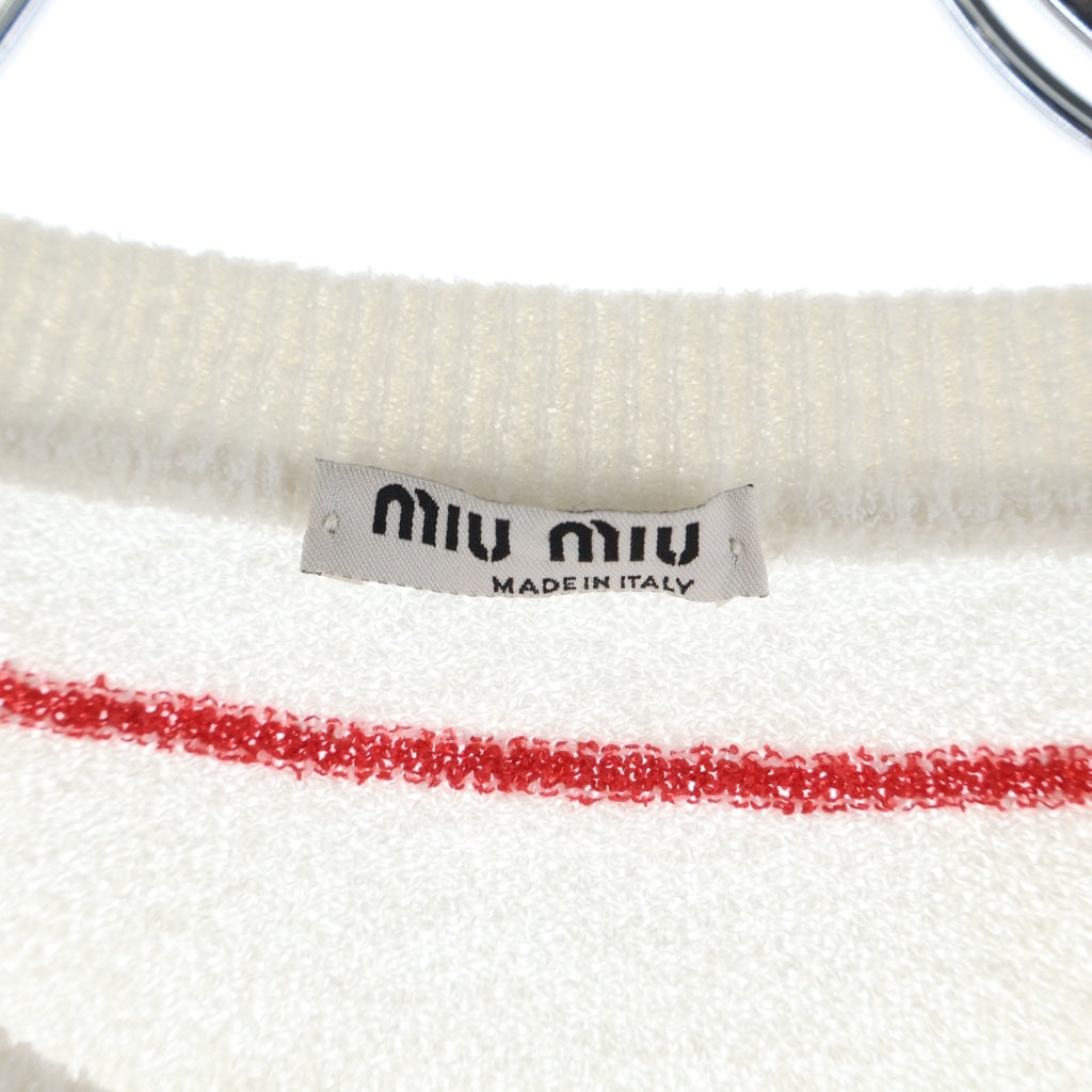 miumiu(ミュウミュウ) ストライプ サマーニット セットアップ コットン×ナイロン ホワイト レディース
