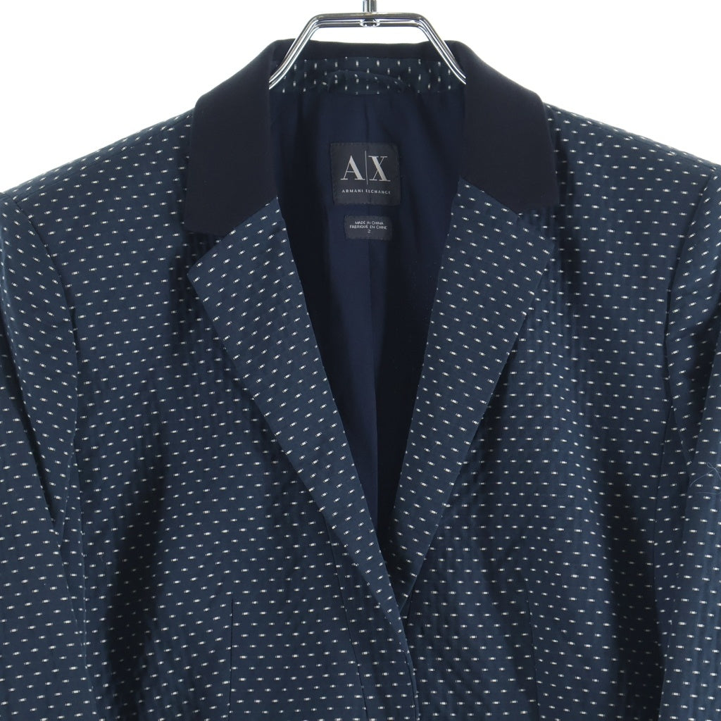 Armani Exchange(アルマーニ エクスチェンジ) ポリエステル コットン ドット柄 1Bテーラードジャケット グリーン系 レディース