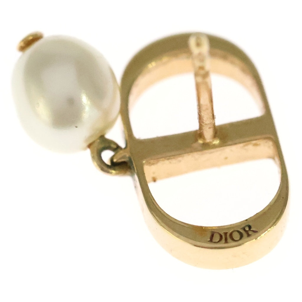 Christian Dior(クリスチャンディオール) CDロゴ フェイクパールピアス ホワイト×ゴールド レディース