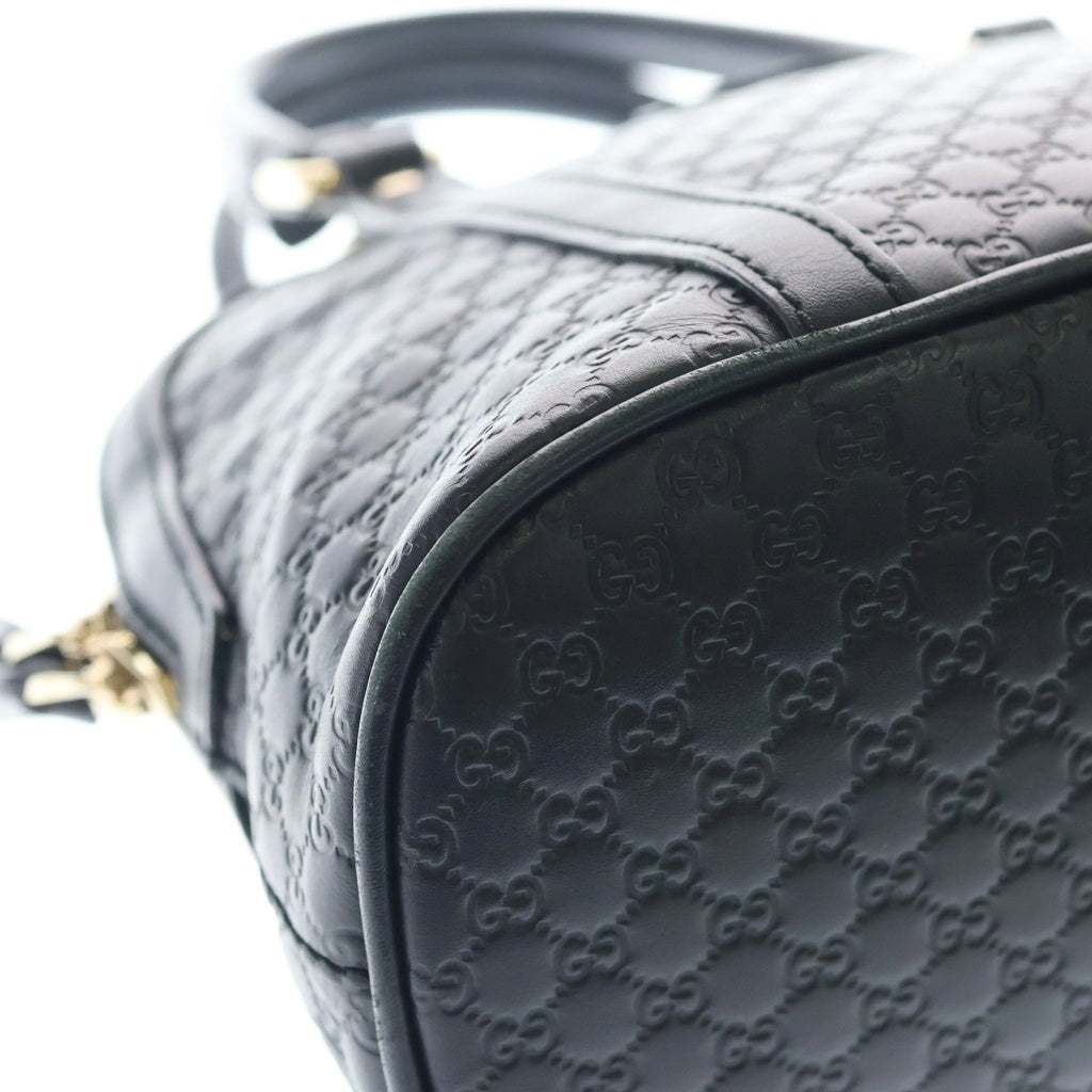GUCCI(グッチ) マイクログッチシマ ハンド ショルダーバッグ 2WAY レザー ブラック 449654 レディース