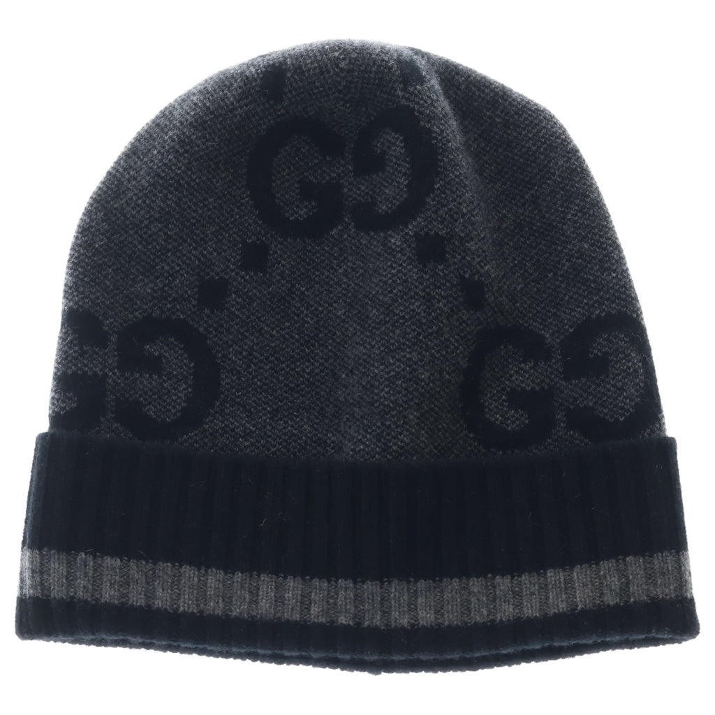 GUCCI(グッチ) GGロゴ カシミヤビーニー ニット帽 キャップ 帽子 グレー/ブラック 676827 4GABX レディース