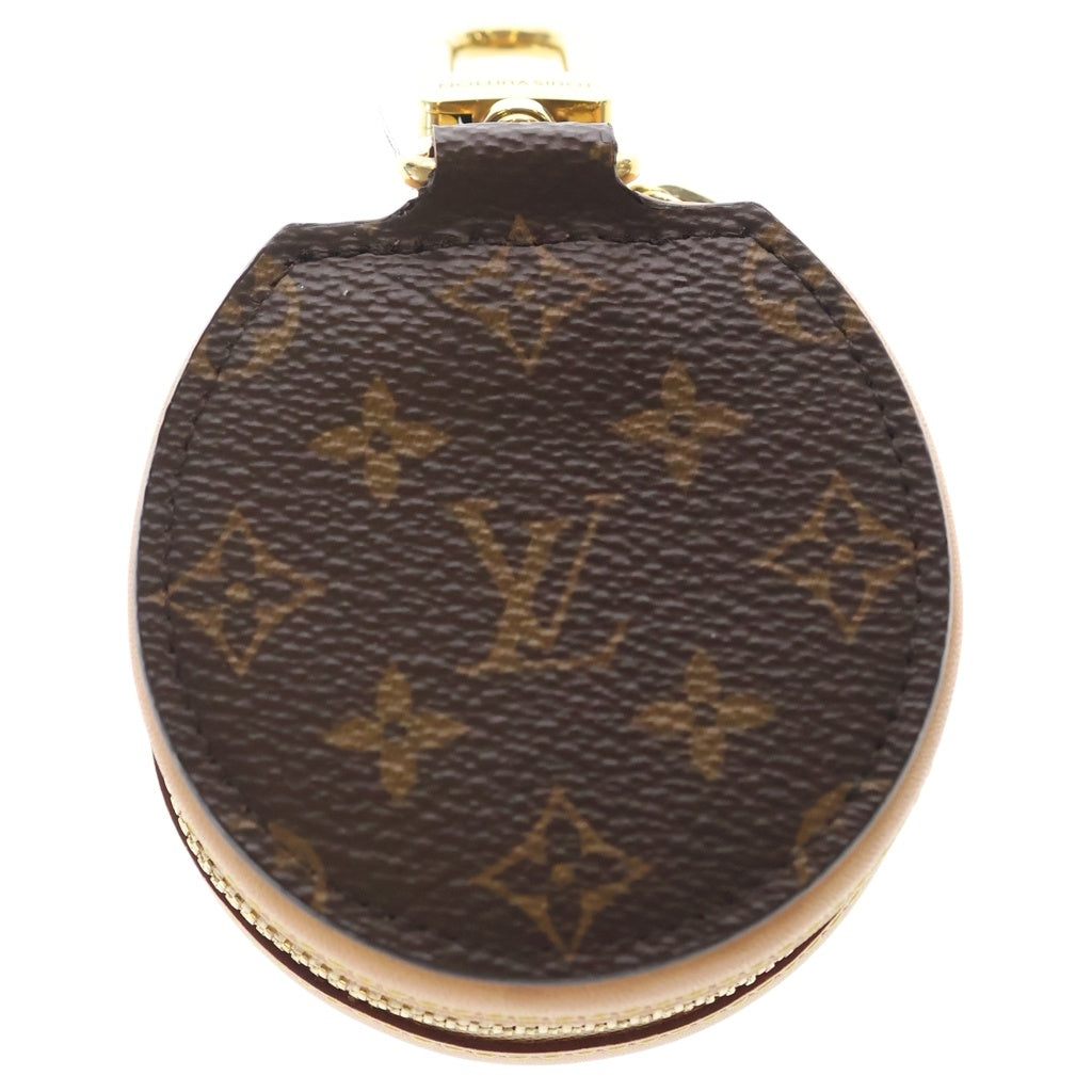 LOUIS VUITTON(ルイヴィトン) モノグラム エテュイ イヤホンケース バッグチャーム 小物入れ ブラウン×ベージュ レザー×PVC GI0495 ゴールド金具 レディース