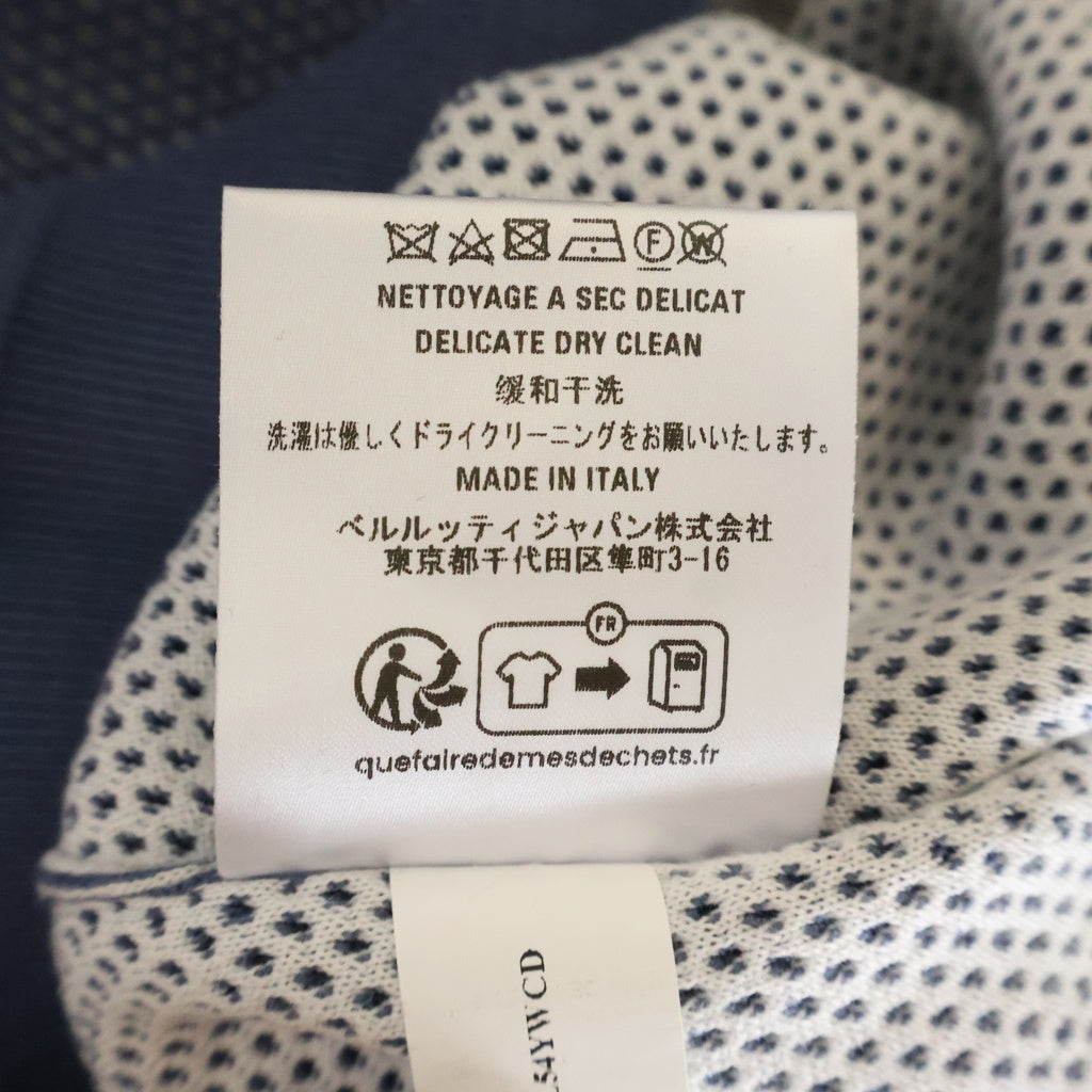 Berluti(ベルルッティ) ロゴワッペン Vネック ニット セーター スウェット コットン シルク ブルー R24KVL54