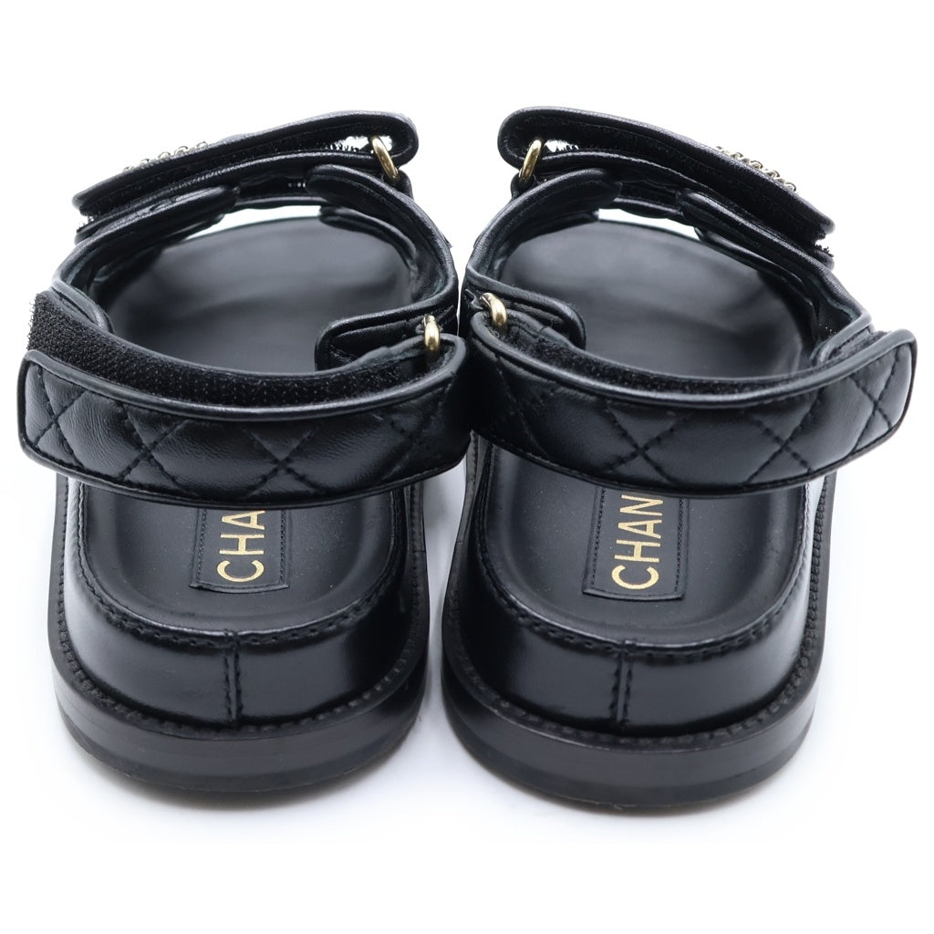 CHANEL(シャネル) マトラッセ フットベッドレザーサンダル ブラック #36C G35927 レディース