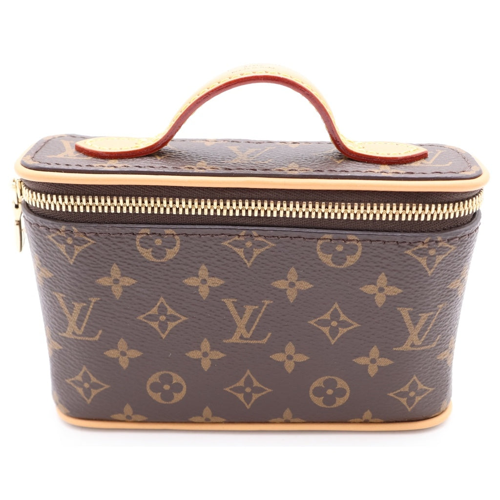 LOUIS VUITTON(ルイヴィトン) モノグラム ニースビューティー ポーチ ミニバッグ ケース 小物入れ ブラウン レザー×PVC M83079 ゴールド金具 レディース