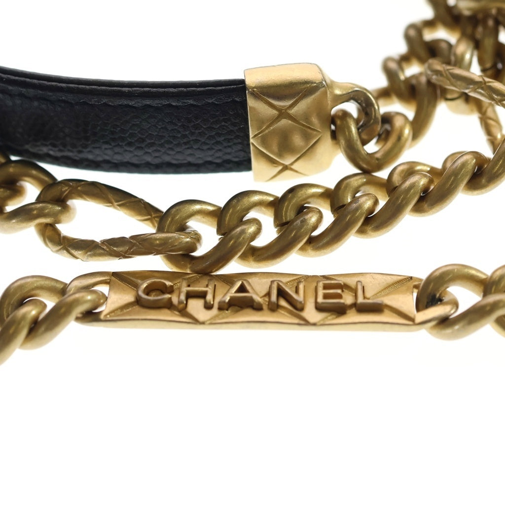 CHANEL(シャネル) ミニマトラッセ15 チェーンショルダーバッグ ミニバッグ ブラック キャビアスキン ゴールド金具 レディース