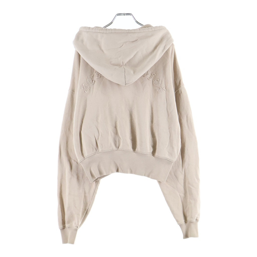 Acne Studios(アクネ ストゥディオズ) バックワッペンロゴ ジップアップ スウェットパーカー フーディー フェイデッドグレー ベージュ FN-WN-SWEA000244 レディース