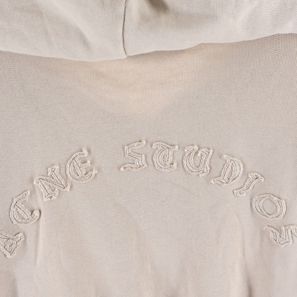 Acne Studios(アクネ ストゥディオズ) バックワッペンロゴ ジップアップ スウェットパーカー フーディー フェイデッドグレー ベージュ FN-WN-SWEA000244 レディース