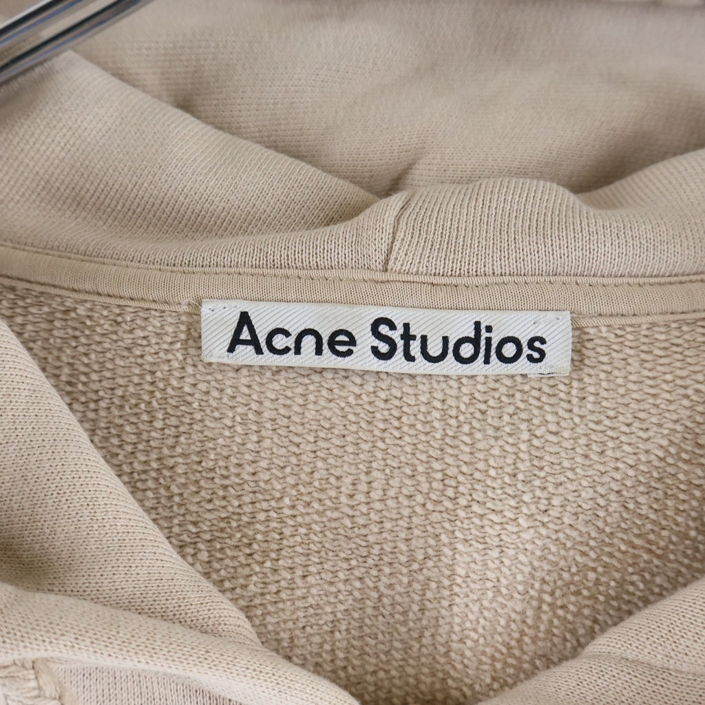 Acne Studios(アクネ ストゥディオズ) バックワッペンロゴ ジップアップ スウェットパーカー フーディー フェイデッドグレー ベージュ FN-WN-SWEA000244 レディース