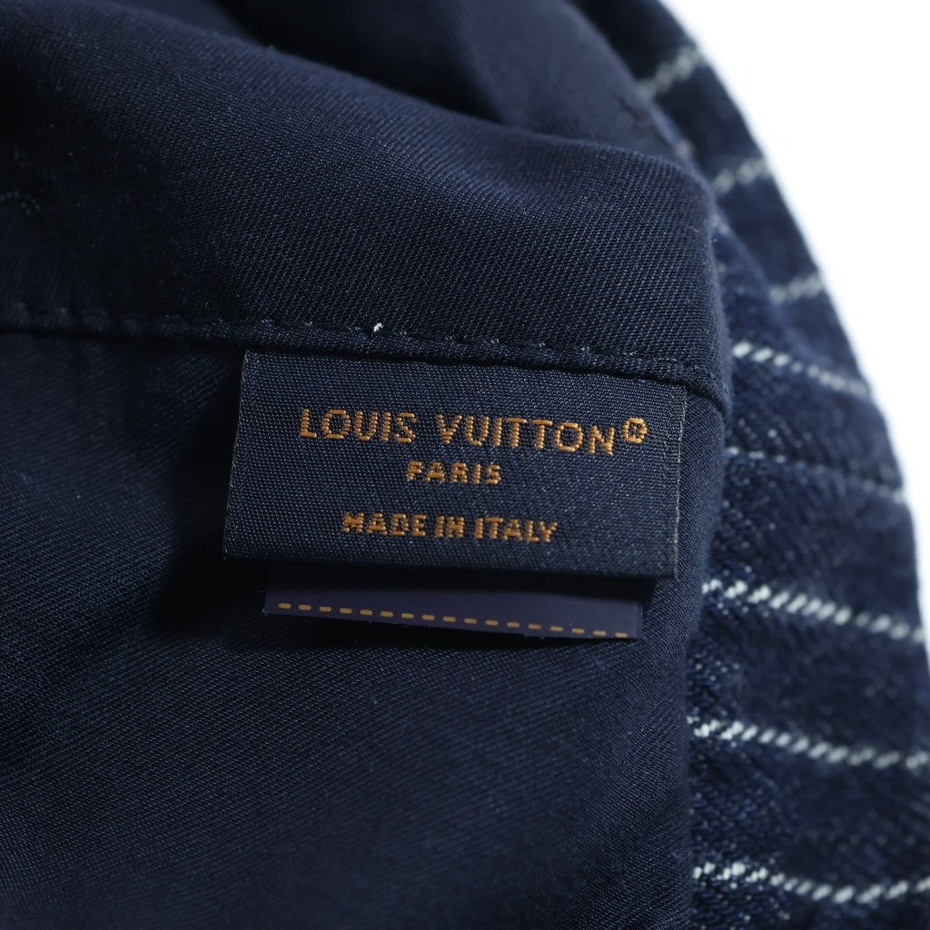 LOUIS VUITTON(ルイヴィトン) ベレー デニム ストライプ ハット 帽子 ロゴ刺繍 コットン ネイビー M5139L レディース