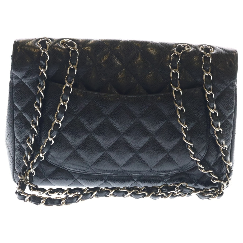 CHANEL(シャネル) デカマトラッセ 30 SフラップWチェーンショルダーバッグ 黒 キャビアスキン SV金具 13576950 箱・カード レディース