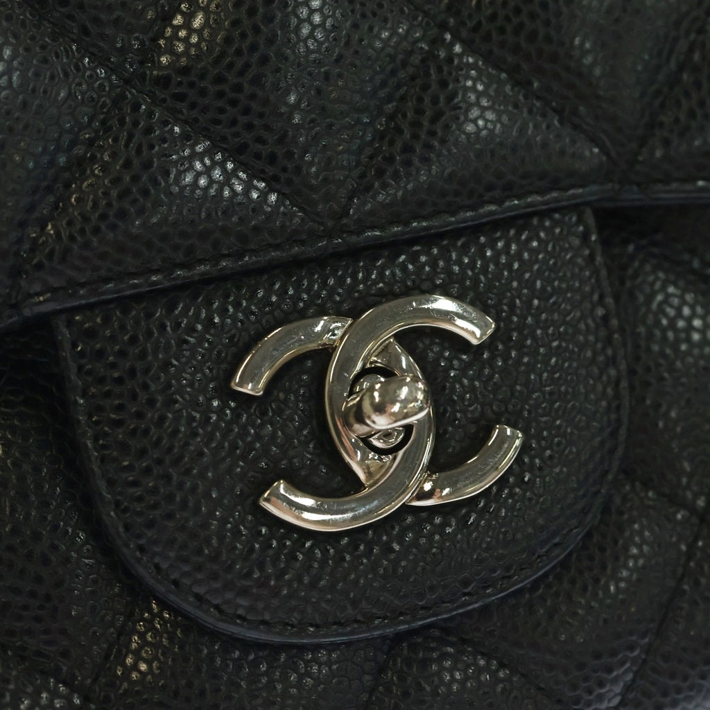 CHANEL(シャネル) デカマトラッセ 30 SフラップWチェーンショルダーバッグ 黒 キャビアスキン SV金具 13576950 箱・カード レディース
