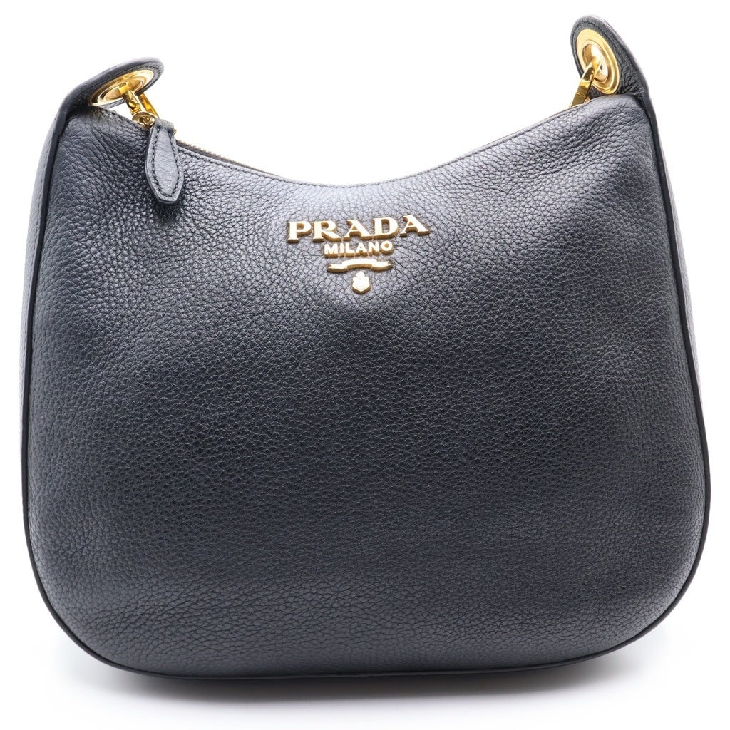 PRADA(プラダ) ヴィッテロフェニックス レザー ストライプショルダー ショルダーバッグ ブラック 1BC166 レディース