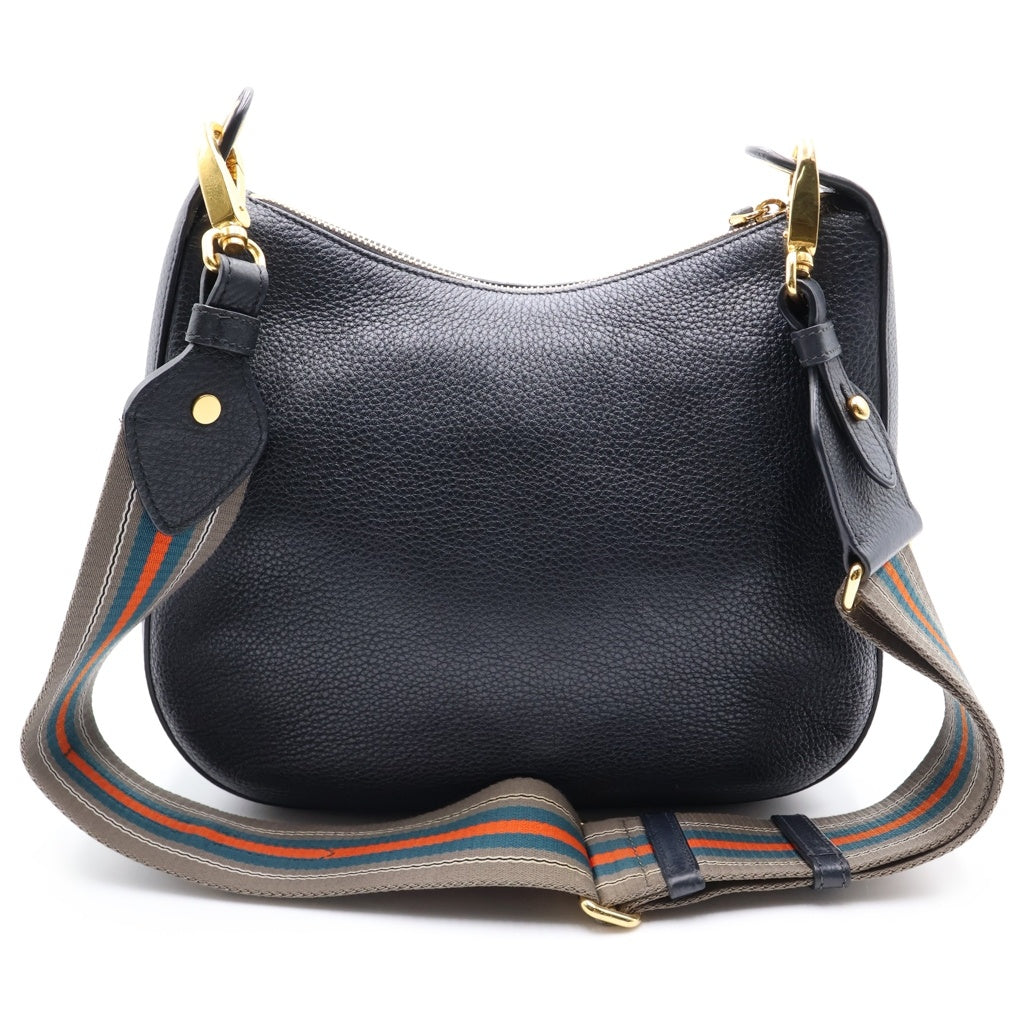 PRADA(プラダ) ヴィッテロフェニックス レザー ストライプショルダー ショルダーバッグ ブラック 1BC166 レディース
