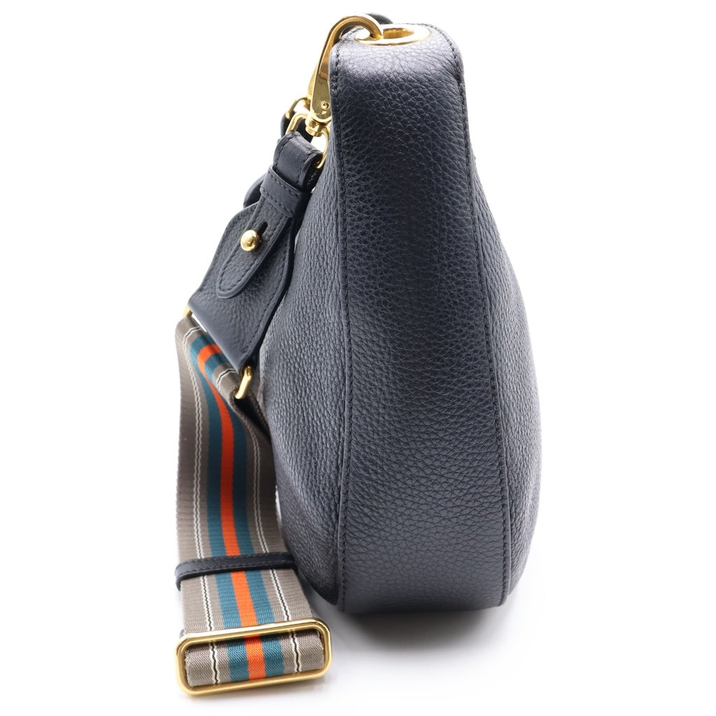 PRADA(プラダ) ヴィッテロフェニックス レザー ストライプショルダー ショルダーバッグ ブラック 1BC166 レディース