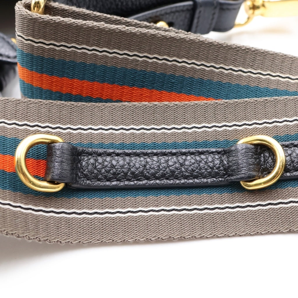 PRADA(プラダ) ヴィッテロフェニックス レザー ストライプショルダー ショルダーバッグ ブラック 1BC166 レディース