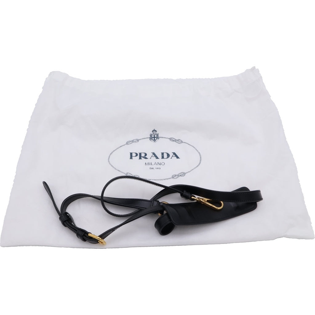 PRADA(プラダ) ジャガード キャンバス レザー ゴールド金具 2WAY ハンドバッグ ショルダーバッグ ブラック 1BA172 レディース