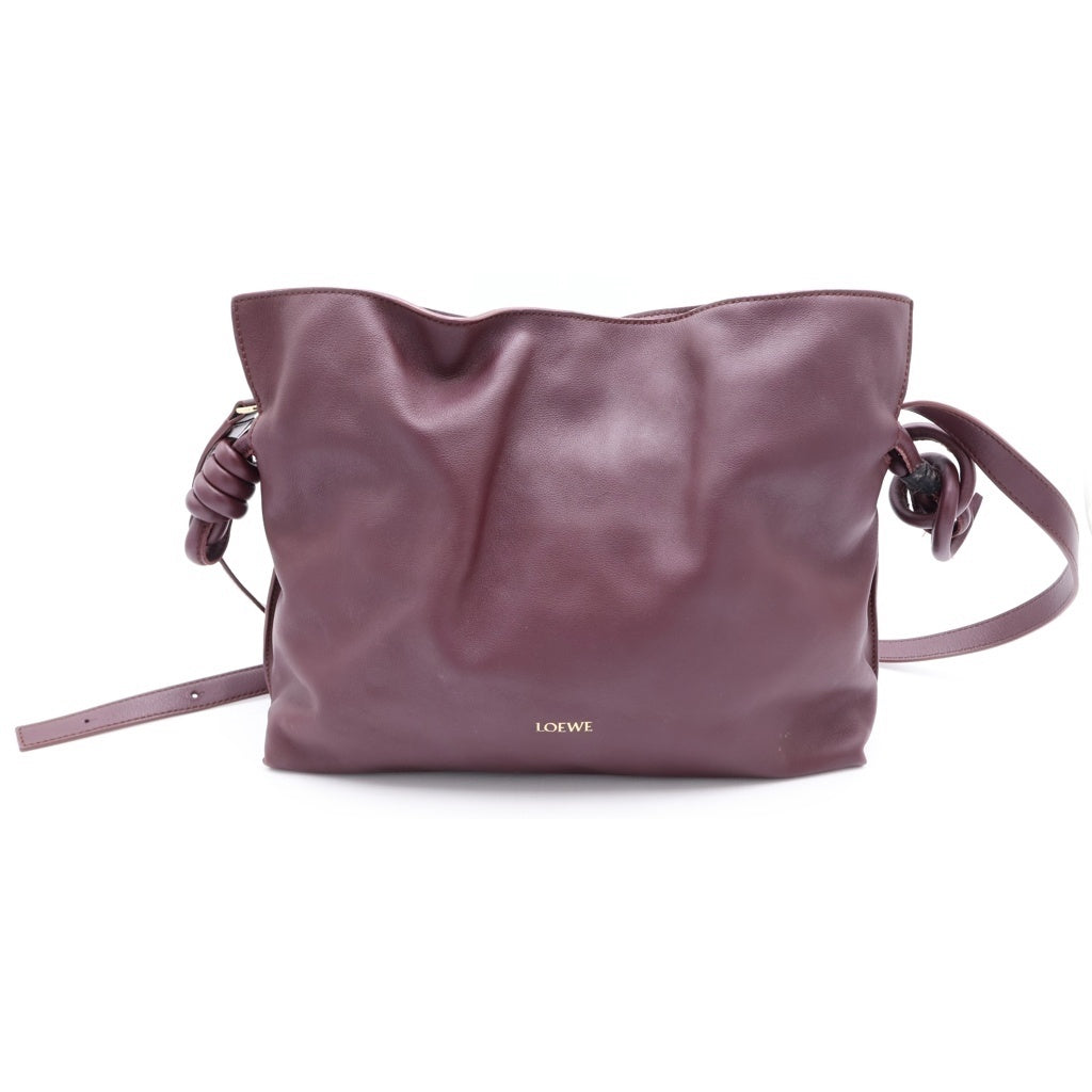 LOEWE(ロエベ) フラメンコ ミディアム レザー 2WAY ショルダーバッグ 巾着バッグ ボルドー レディース