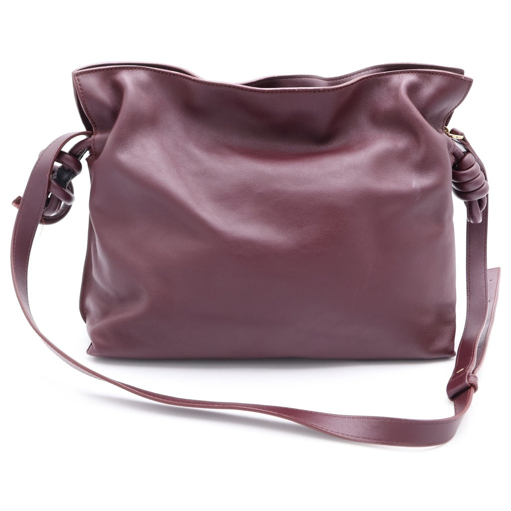 LOEWE(ロエベ) フラメンコ ミディアム レザー 2WAY ショルダーバッグ 巾着バッグ ボルドー レディース