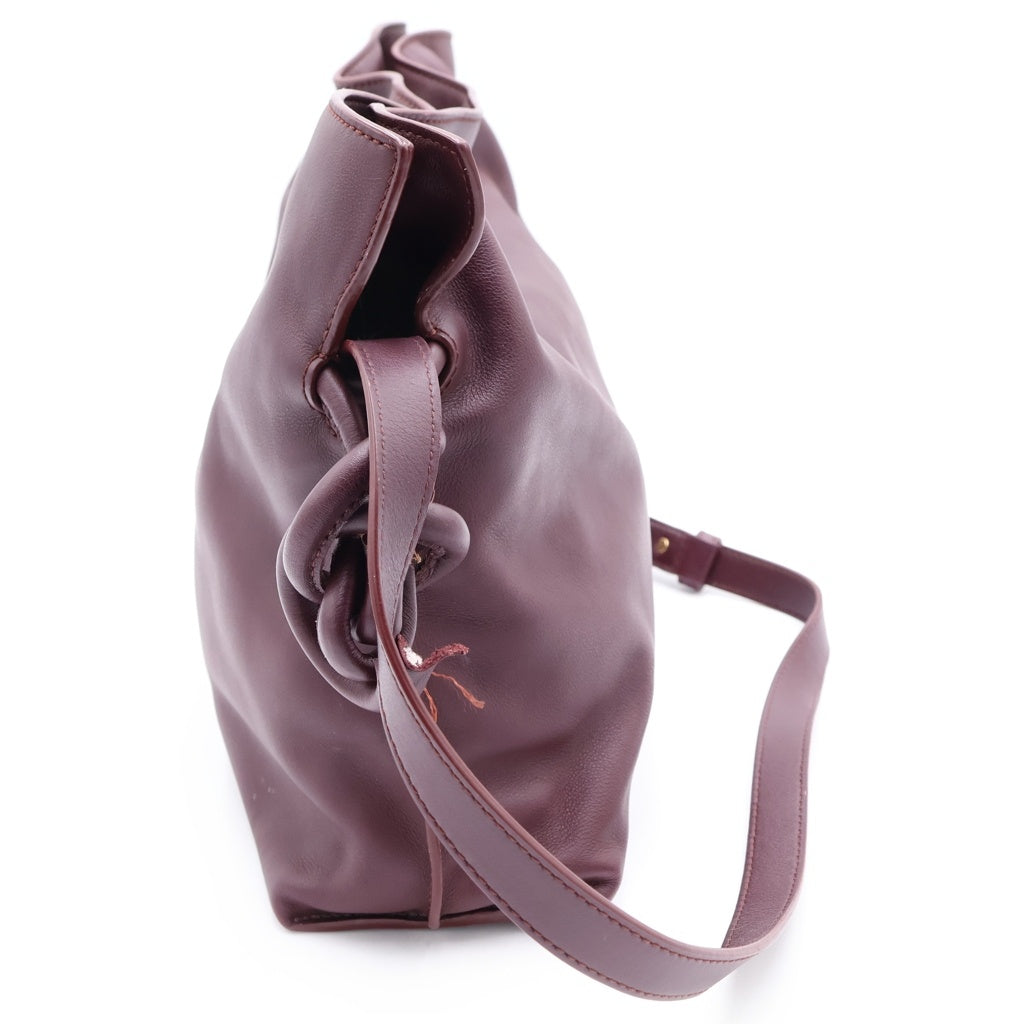LOEWE(ロエベ) フラメンコ ミディアム レザー 2WAY ショルダーバッグ 巾着バッグ ボルドー レディース