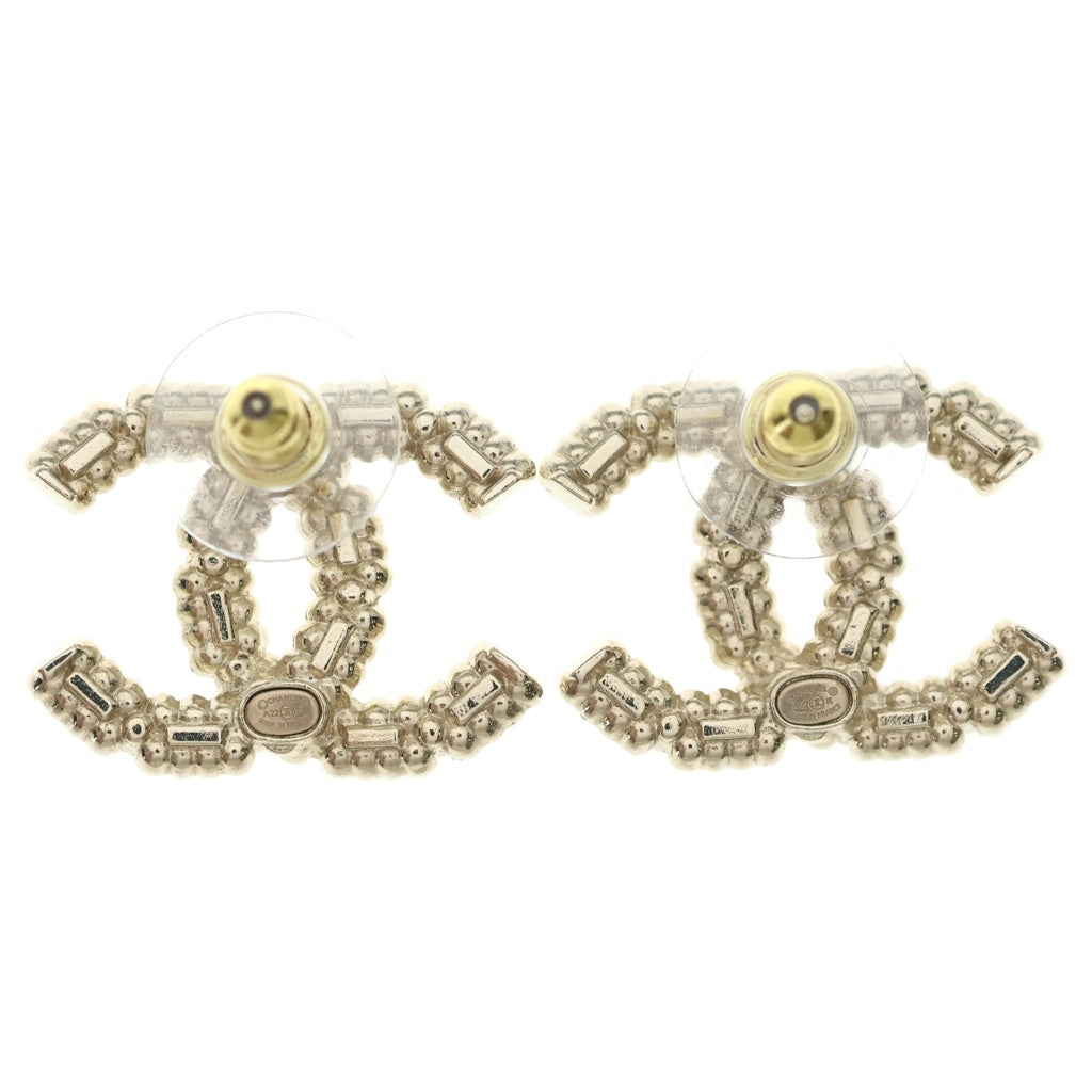 CHANEL(シャネル) ココマーク ピアス ラインストーン フェイクパール ホワイトゴールド A22K レディース