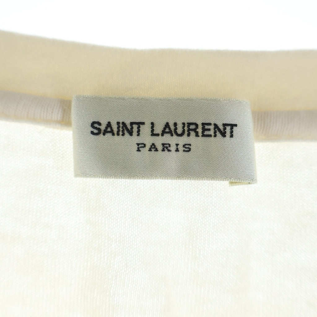 SAINT LAURENT PARIS(サンローランパリ) バックプリント ロゴ コットン 半袖 Tシャツ カットソー #XS ホワイト497245 YB2LS レディース