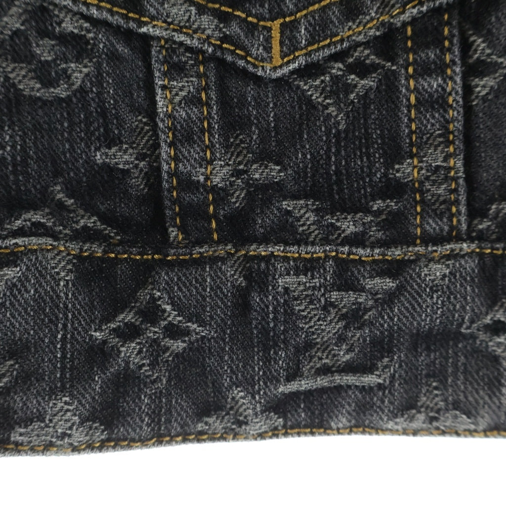 LOUIS VUITTON(ルイヴィトン) モノグラム コットン 半袖 デニムジャケット 34 ブラック RW081W レディース