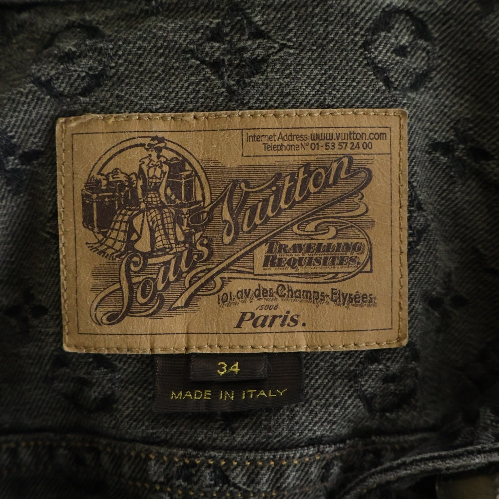 LOUIS VUITTON(ルイヴィトン) モノグラム コットン 半袖 デニムジャケット 34 ブラック RW081W レディース