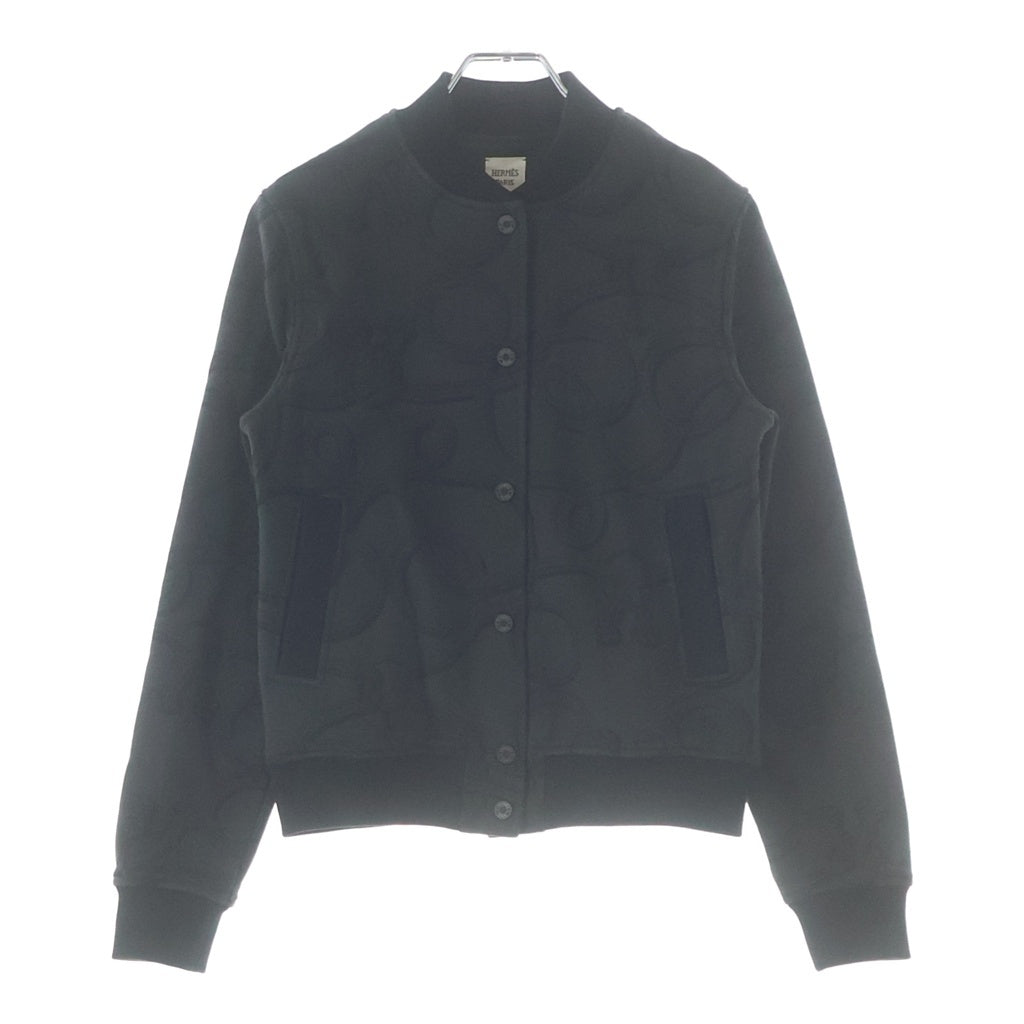 HERMES(エルメス) 25AW パロフロワリミックス 総柄プリント スナップボタン ジャケット ブルゾン ブラック 5H4203DT レディース