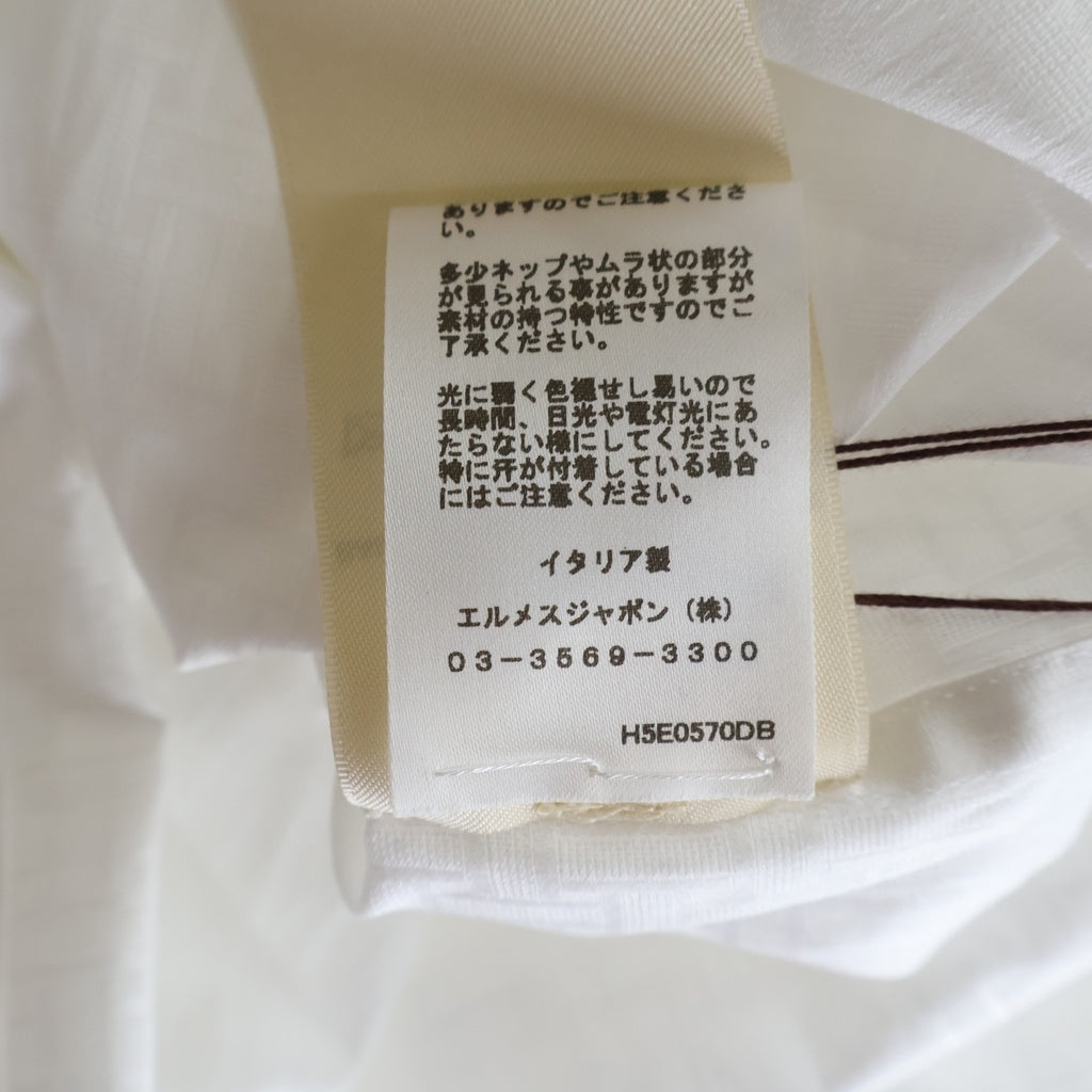HERMES(エルメス) 25SS ボヘミアンショートドレス ガーゼ モザイク 総柄ジャガード クルーネック 半袖ワンピース ホワイト レディース 5E0570DB