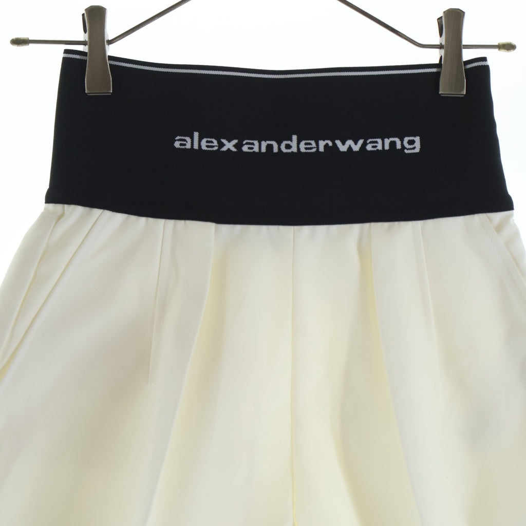 ALEXANDER WANG(アレキサンダーワン) 23SS ウエストロゴ サイドジップ プリーツ ショート キュロットパンツ スカート 1WC1224450 レディース