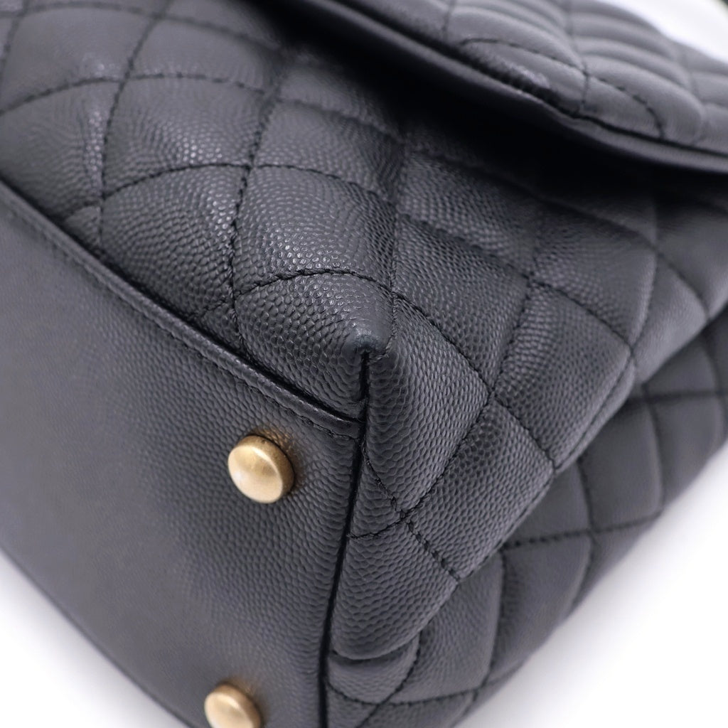CHANEL(シャネル) ココハンドル29 2WAYハンドバッグ ショルダーバッグ ブラック キャビアスキン ゴールド金具 レディース