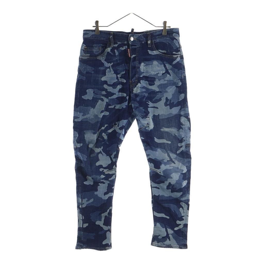 DSQUARED2(ディースクエアード) 22SS サルエルデニムパンツ ジーンズ カモフラージュ柄 ブルー S74LB1101