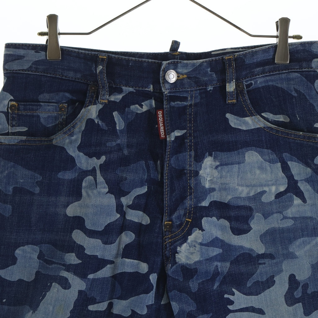 DSQUARED2(ディースクエアード) 22SS サルエルデニムパンツ ジーンズ カモフラージュ柄 ブルー S74LB1101