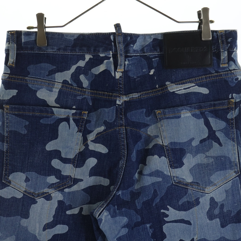 DSQUARED2(ディースクエアード) 22SS サルエルデニムパンツ ジーンズ カモフラージュ柄 ブルー S74LB1101