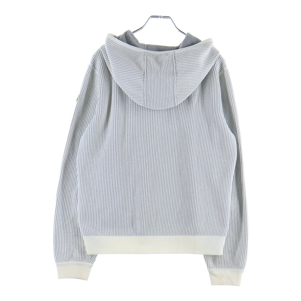MONCLER(モンクレール) MAGLIA TRICOT CARDIGAN ワッフル地 ジップアップパーカー フーディー コットン ナイロン グレー/ホワイト B10919400200