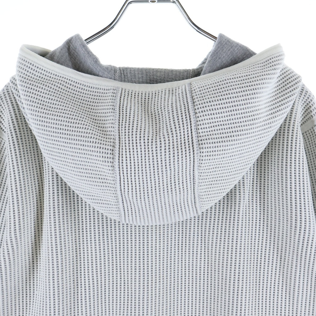 MONCLER(モンクレール) MAGLIA TRICOT CARDIGAN ワッフル地 ジップアップパーカー フーディー コットン ナイロン グレー/ホワイト B10919400200