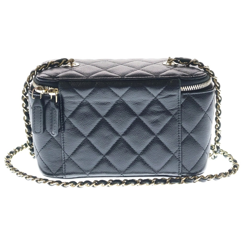 CHANEL(シャネル) スモールバニティ チェーンショルダーバッグ ミニバッグ ブラック キャビアスキン ゴールド金具 レディース