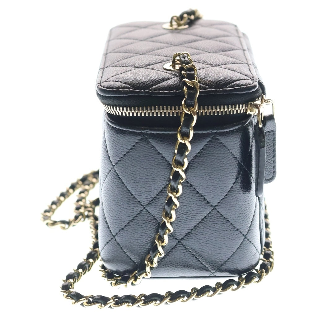 CHANEL(シャネル) スモールバニティ チェーンショルダーバッグ ミニバッグ ブラック キャビアスキン ゴールド金具 レディース